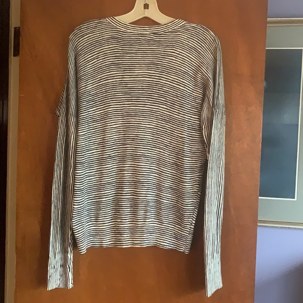 LOFT Black and White Striped Cardigan - Picture 3 of 4